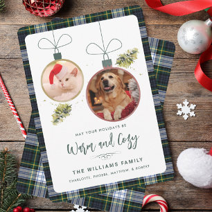 Carte Rustic Plaid Noël 2 Photos Tartan Holiday