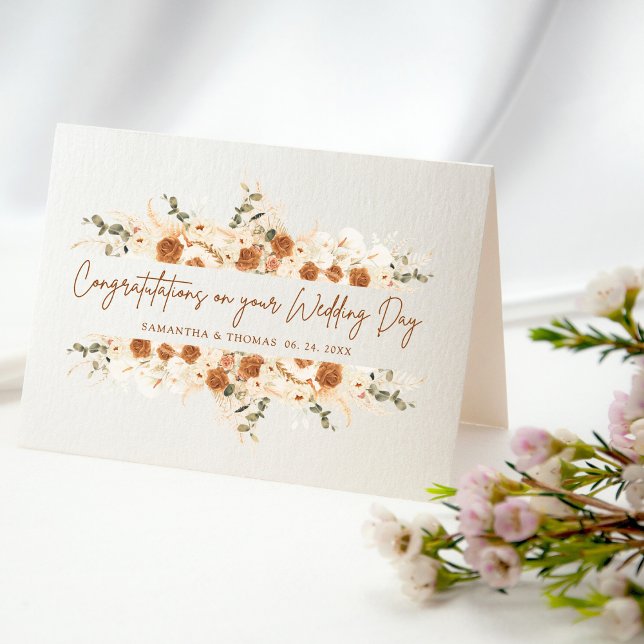 Carte Rustic Rose & Calla Lily Mariage Félicitations (Créateur téléchargé)