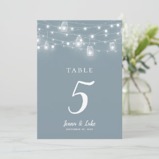 Carte Rustic String Lights Wedding Table Numbers