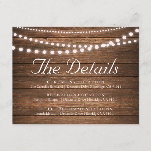 Carte Rustic String of Lights Details 4,25 pouces  (Devant)