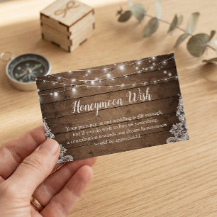 Carte Rustic Twinkle Lights Mariage Honeymoon Fund