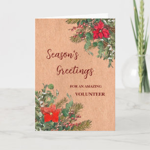 Carte Rustic Volunteer Christmas Holiday Card