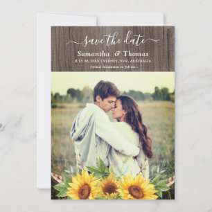 Carte Rustic Watercolor Sunflower Mariage Enregistrer la
