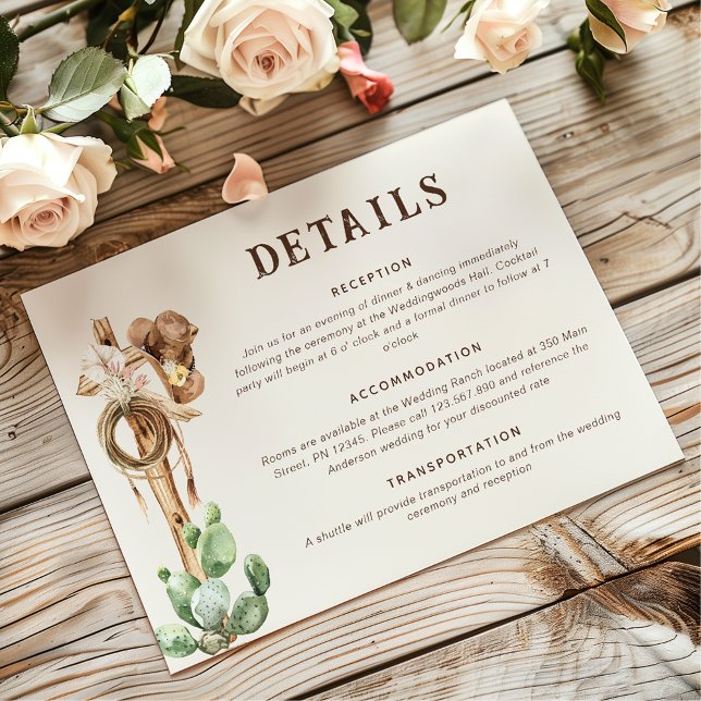 Carte Rustic Western Ranch Mariage Détails Enclôture Voi (Créateur téléchargé)