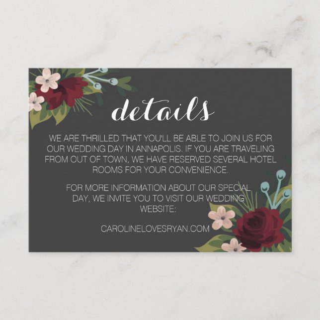 Carte Rustic Winter Wedding Details (Devant)