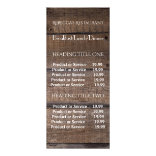 Carte Rustic Wood Business Price & Service Rack Ca