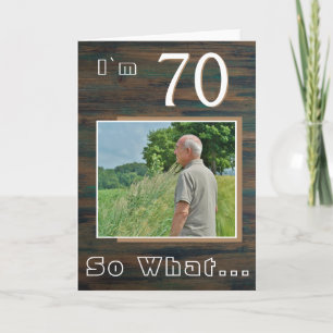 Carte Rustic Wood Inspirational 70th Birthday Photo