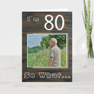 Carte Rustic Wood Inspirational 80th Birthday Photo