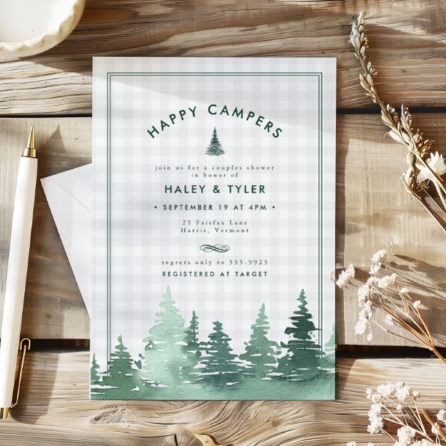 Carte Rustic Woodland Camping Aventure Couples Douche (Créateur téléchargé)