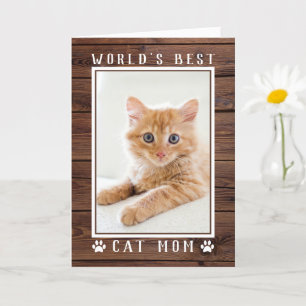 Carte Rustic World's Best Cat Maman's Day Photo