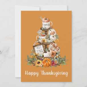 Carte Rustique Autumn Citrouille Bon thanksgiving Orange