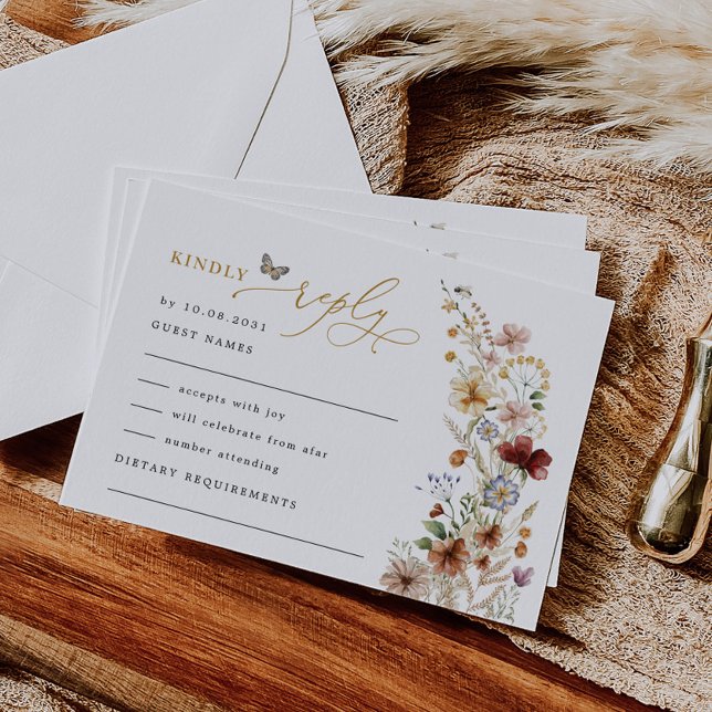 Carte Rustique Boho Fleur sauvage Floral Garden Mariage  (Créateur téléchargé)