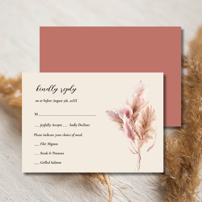 Carte Rustique Boho Pampas Grass RSVP (Créateur téléchargé)