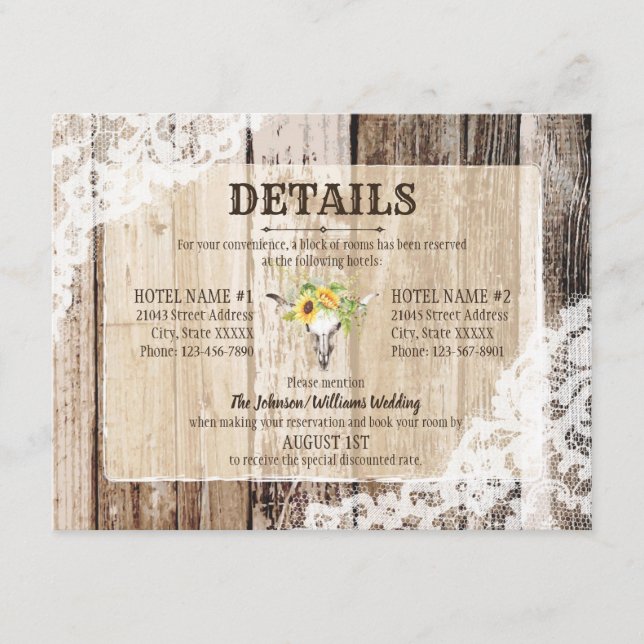 Carte Rustique Boho Tournesols Détails Longhorn (Devant)
