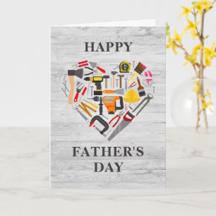 Carte Rustique Bois Handyman Outil Coeur Bonne Fête des 