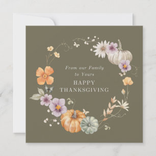 Carte Rustique Bon thanksgiving Floral Aquarelle