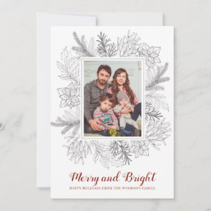 Carte Rustique Boughs Joyeux Bright Famille Photo Vacanc