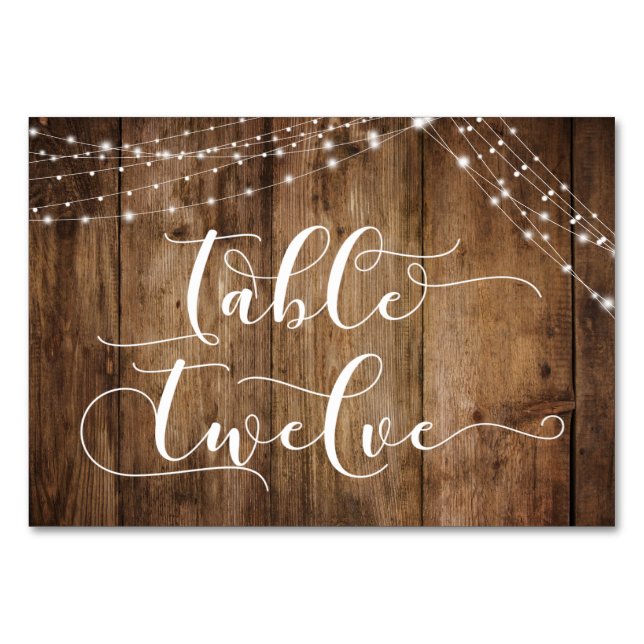 Carte Rustique Brown Bois & Lumières Table Douze (Dos)