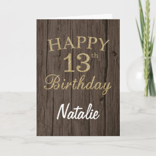 Carte Rustique Brown et Parties scintillant d'or 13e car