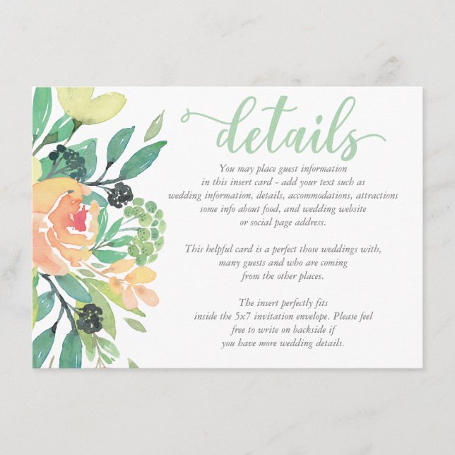 Carte Rustique chic Watercolor Peony Mariage DETAI (Devant)