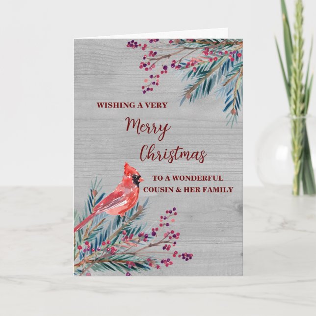 Carte Rustique Cousin & Famille Joyeux Noël (Devant)