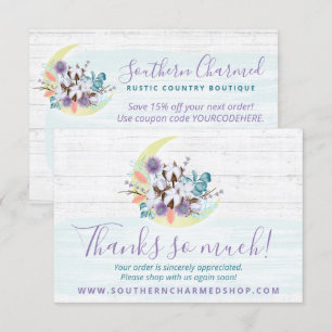 Carte Rustique de coton Floral Sud Merci
