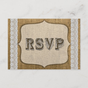 Carte Rustique De Réponse Du Mariage Burlap Et Den