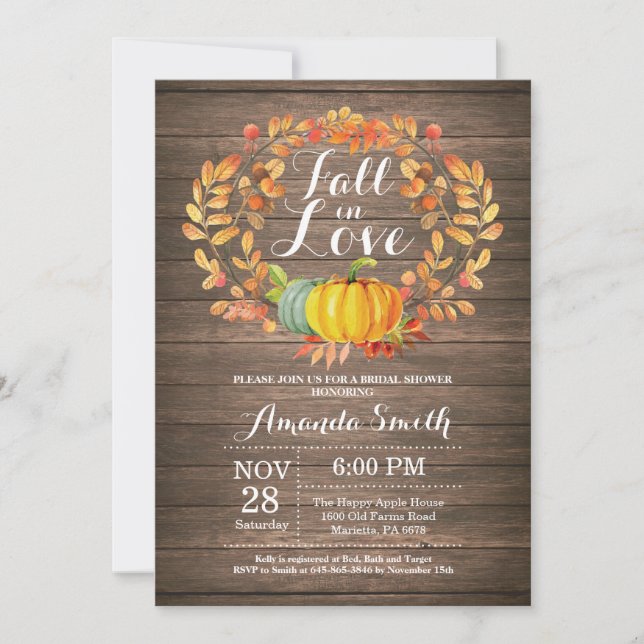 Carte rustique d'invitation de Fête de la mariée (Devant)