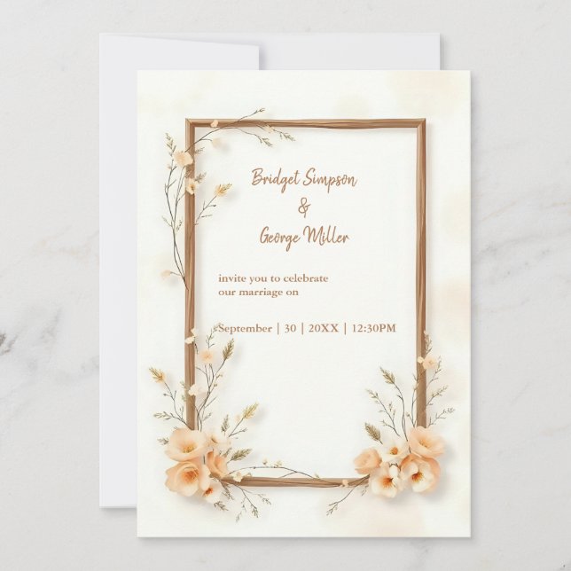 Carte Rustique Earthy Floral Harmony Mariage (Devant)