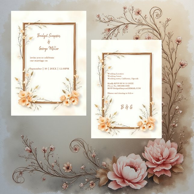 Carte Rustique Earthy Floral Harmony Mariage (Créateur téléchargé)