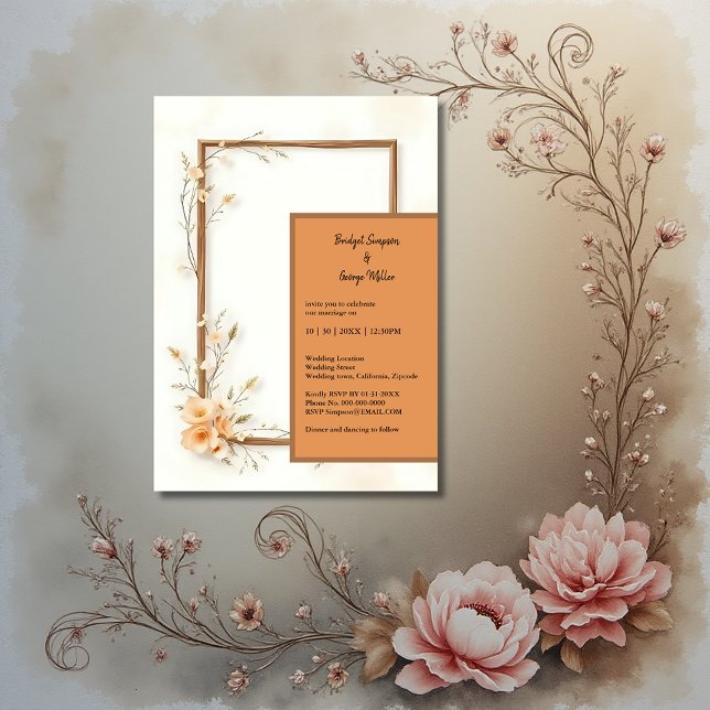 Carte Rustique Earthy Floral Harmony Mariage (Créateur téléchargé)