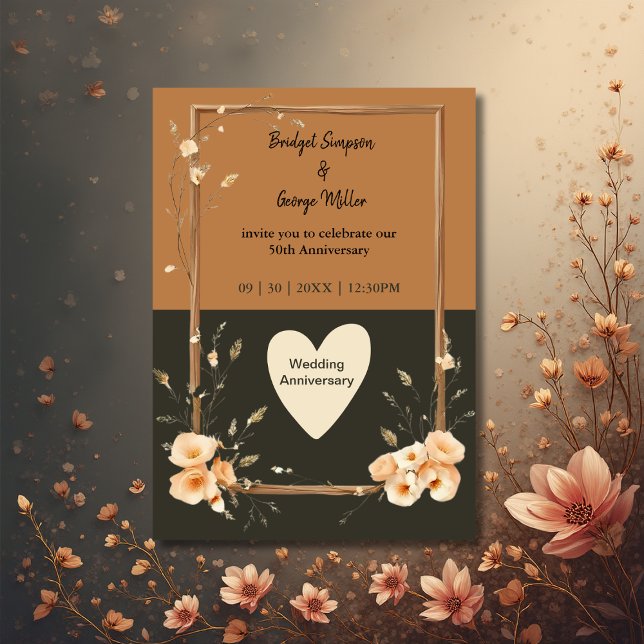 Carte Rustique Earthy Floral Harmony Mariage (Créateur téléchargé)