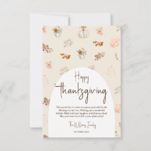 Carte Rustique Elegant Automne Thanksgiving Salutation