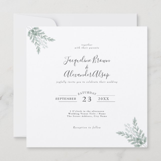 Carte Rustique Eucalyptus Eco Convivial Kraft Mariage pa (Devant)