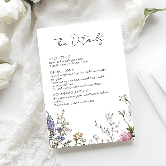 Carte Rustique Fleur sauvage Floral Mariage Détail (Créateur téléchargé)