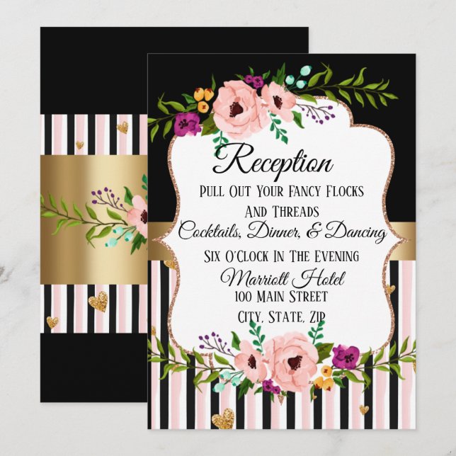 Carte Rustique Floral Mariage Réception (Devant / Derrière)