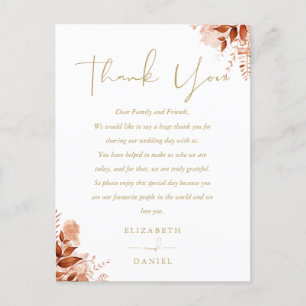 Carte Rustique Floral Merci Gold Mariage Place