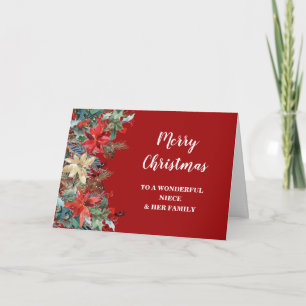 Carte Rustique Floral Niece & Family Joyeux Noël