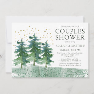 Carte Rustique Forêt aquarelle Couples Douche