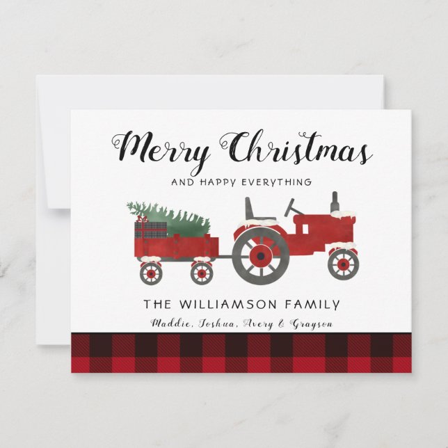 Carte Rustique Joyeux Noël Farmhouse Nom de famille (Devant)