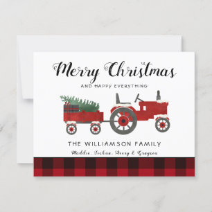 Carte Rustique Joyeux Noël Farmhouse Nom de famille