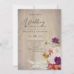 Carte Rustique Maroon Ginger Mariage Blush