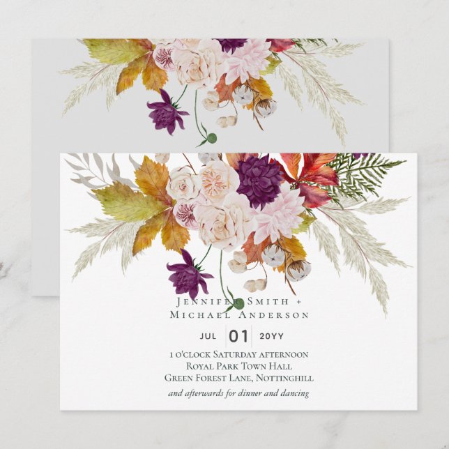 Carte Rustique Maroon Ginger Mariage Blush (Devant / Derrière)
