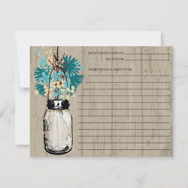 Carte Rustique Mason Jar et Fleur sauvage | Recette (Devant)