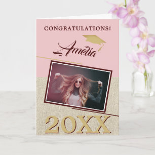 Carte Rustique moderne Dusty rose Graduate photo Graduat