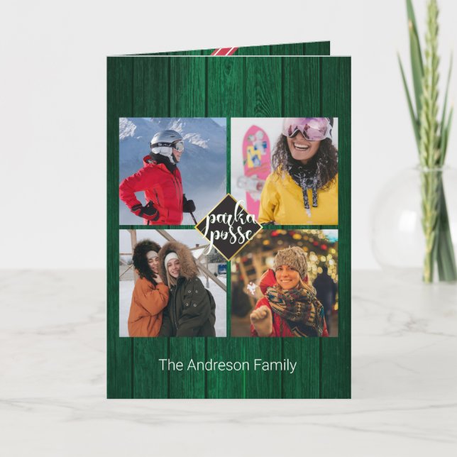 Carte Rustique Noël 🎄 Parka Posse Barn Bois (Devant)