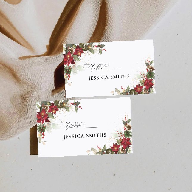 Carte Rustique Pine Poinsettia Mariage Plat Place (Créateur téléchargé)