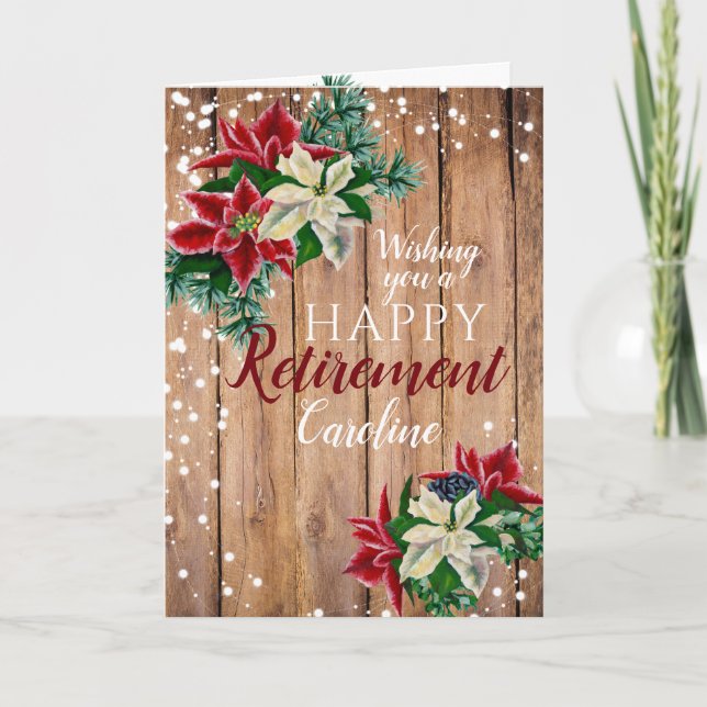 Carte Rustique Poinsettia de Noël (Devant)