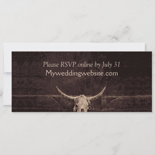 Carte Rustique Taureau Mariage Pays Texture occidentale (Devant)
