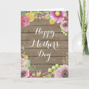 Carte Rustique Watercolor Floral Mother's Day Card